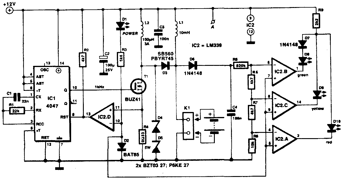 Схема зарядного устройства для восстановления АКБ реверсивным током